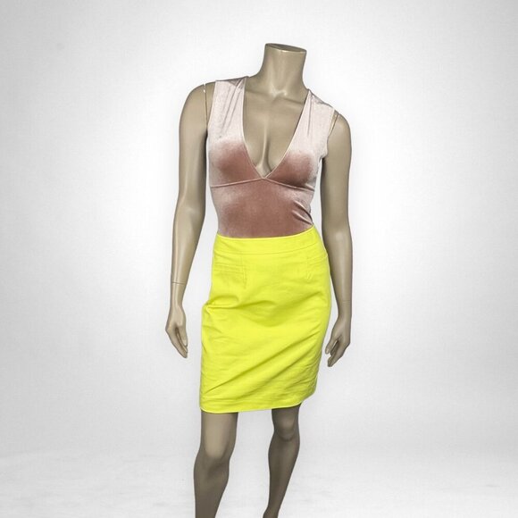 HALOGEN 0 Bright Yellow‎ Pencil Skirt Summer Office Wear Neon Yellow - Picture 2 of 7